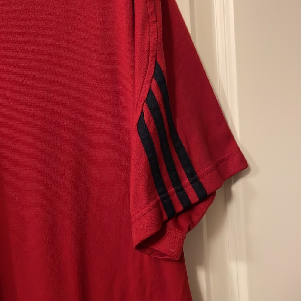 Adidas red climalite red shirt with blue stripes and logo. Used size XL - Picture 5 of 7